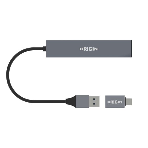 Origin Storage OS-HUB-USB3 laptop dock & poortreplicator Bedraad USB 3.2 Gen 1 (3.1 Gen 1) Type-A + Type-C Grijs (OS-HUB-USB3)