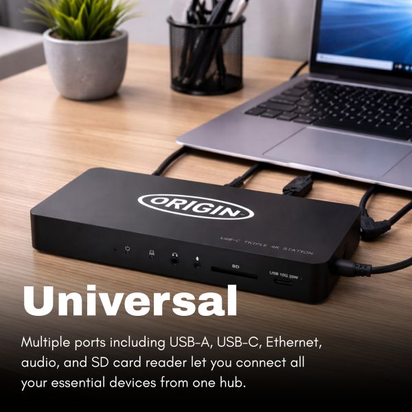Origin Storage OSDOCK-T4K15/EU laptop dock & poortreplicator Docking USB 3.2 Gen 1 (3.1 Gen 1) Type-A + Type-C Zwart (OSDOCK-T4K15/EU)