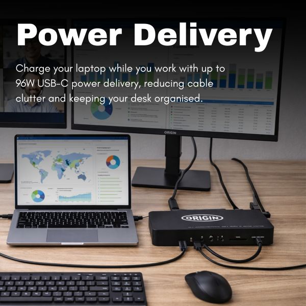 Origin Storage OSDOCK-T4K15/EU laptop dock & poortreplicator Docking USB 3.2 Gen 1 (3.1 Gen 1) Type-A + Type-C Zwart (OSDOCK-T4K15/EU)