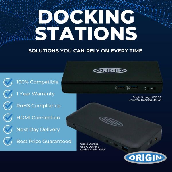 Origin Storage OSDOCK-USBC laptop dock & poortreplicator Docking USB 3.2 Gen 2 (3.1 Gen 2) Type-C Zwart (OSDOCK-USBC)