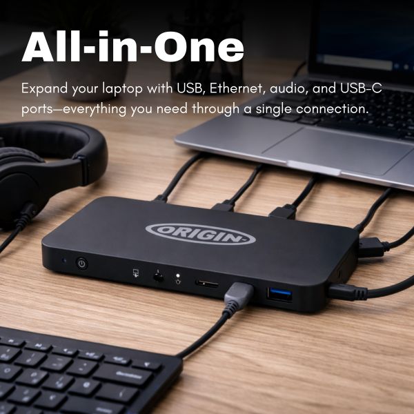Origin Storage OSDOCK-USBC/EU laptop dock & poortreplicator Docking USB 3.2 Gen 1 (3.1 Gen 1) Type-C Zwart (OSDOCK-USBC/EU)
