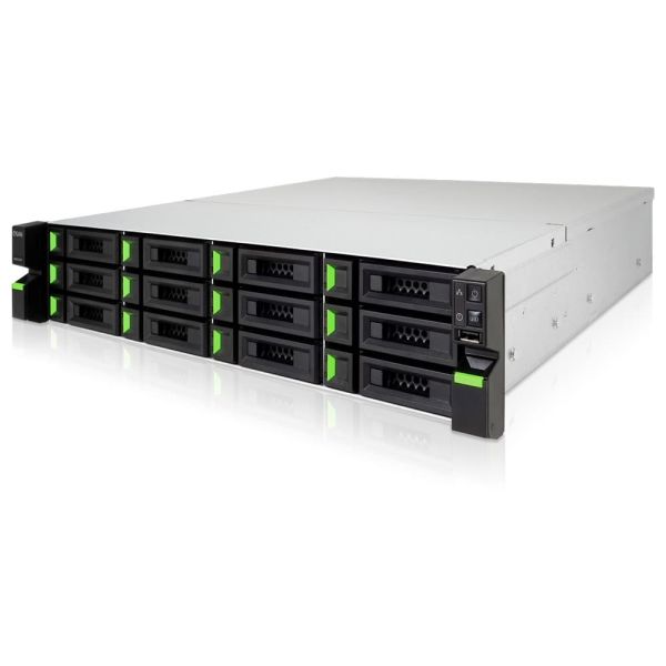 Origin Storage XN5012RE/144TB data-opslag-server NAS Rack (2U) Intel® Celeron® G3930 8 GB DDR4 HDD QNAP Storage Manager Zwart, Metallic (XN5012RE/144TB)
