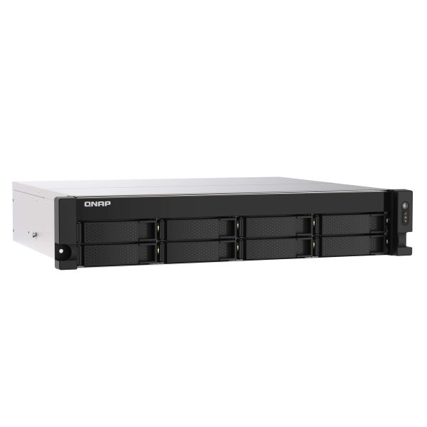 QNAP TS-873AU-RP NAS Rack (2U) Ryzen Embedded V1500B 4 GB DDR4 0 TB QNAP Turbo System Zwart, Grijs (TS-873AU-RP-4G)