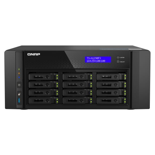 QNAP TS-h1290FX NAS Tower EPYC 7232P 64 GB DDR4 0 TB QuTS hero Zwart (TSH1290FX7232P64G)