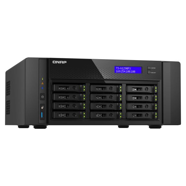 QNAP TS-h1290FX NAS Tower EPYC 7302P 128 GB DDR4 0 TB QuTS hero Zwart (TSH1290FX7302P128G)