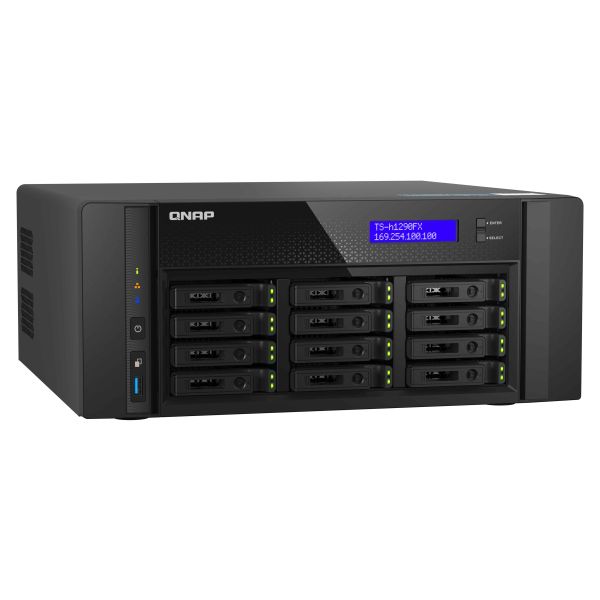 QNAP TS-h1290FX NAS Tower EPYC 7302P 128 GB DDR4 0 TB QuTS hero Zwart (TSH1290FX7302P128G)