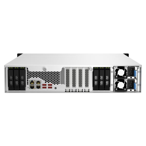 QNAP TS-h1887XU-RP NAS Rack (2U) Intel Xeon E E-2334 16 GB DDR4 0 TB QuTS hero Zwart, Wit (TSH1887XURPE233416G)