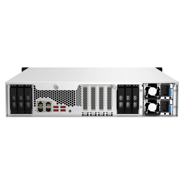 QNAP TS-h1887XU-RP NAS Rack (2U) Intel Xeon E E-2334 16 GB DDR4 0 TB QuTS hero Zwart, Wit