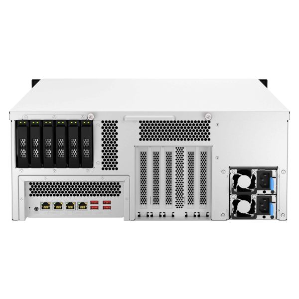 QNAP TS-H3087XU-RP NAS Rack (4U) Intel Xeon E E-2378 64 GB DDR4 0 TB QuTS hero Zwart, Wit
