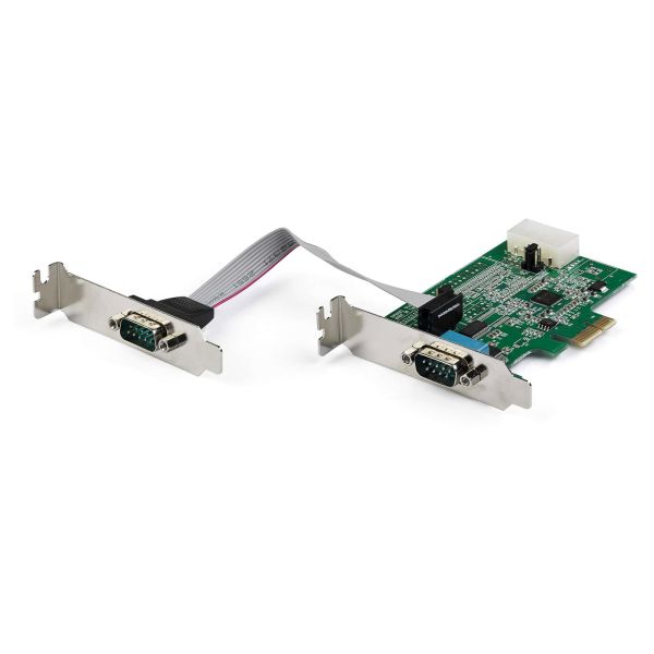 StarTech.com 2 Port PCI Express RS232 Seriële Kaart, PCIe RS232 Serial Host Controller Kaart, PCIe naar Serial DB9 Adapter Kaart, 16950 UART, Low Profile Uitbreidingskaart, Windows & Linux (PEX2S953LP)
