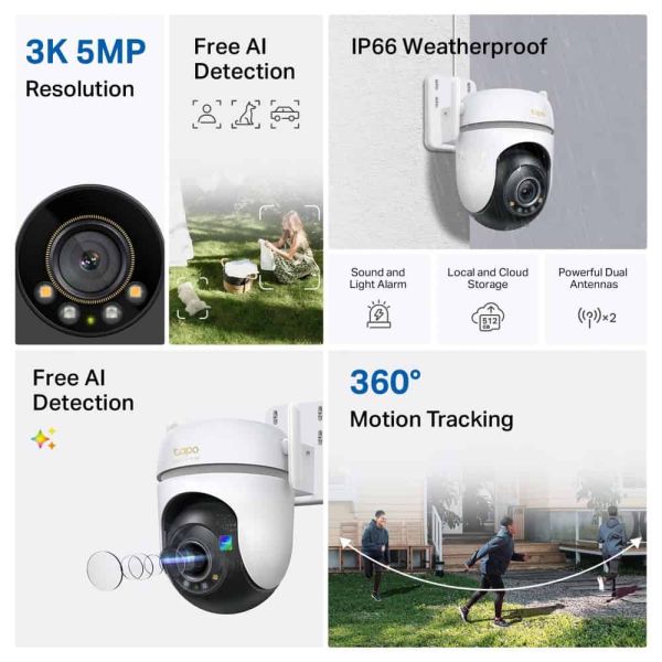 TP-Link Tapo TC43(EU) V2 Bolvormig IP-beveiligingscamera Binnen & buiten 2880 x 1620 Pixels Plafond/muur/paal (TC43) TP-Link Tapo TC43(EU) V2 Bolvormig IP-beveiligingscamera Binnen & buiten 2880 x 1620 Pixels Plafond/muur/paal