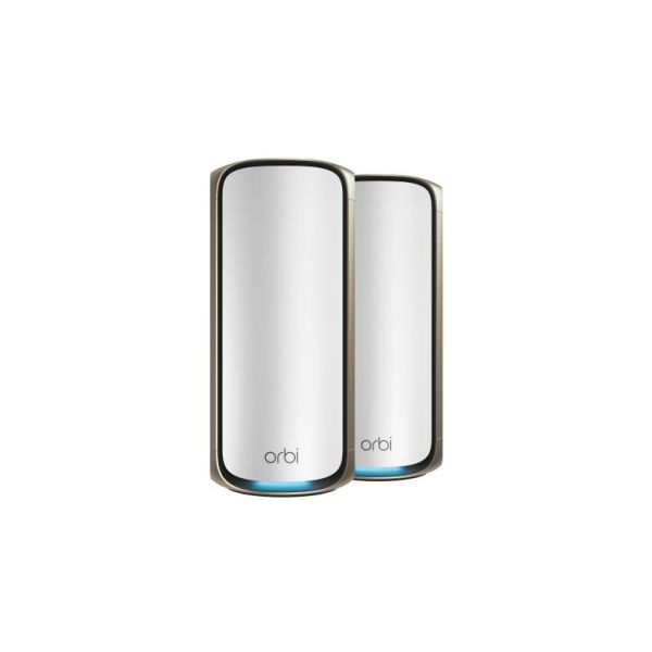 NETGEAR Orbi 970 Series Quad-Band WiFi 7, 2-Pack Quad-band (2.4 GHz / 5 GHz-1 / 5 GHz-2 / 6 GHz) Wi-Fi 6 (802.11ax) Grijs 3 Intern (RBE972S-100EUS)
