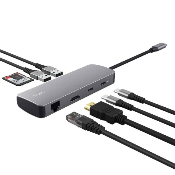 Trust 25672 interface hub USB Type-C Grijs (25672)