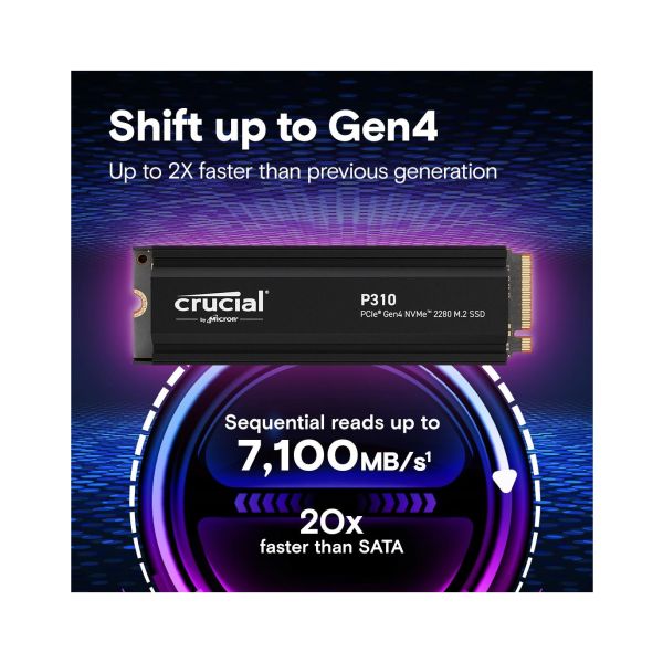 Crucial P310 4TB M.2 NVMe PCIe 4.0 SSD met heat sink (CT4000P310SSD5)