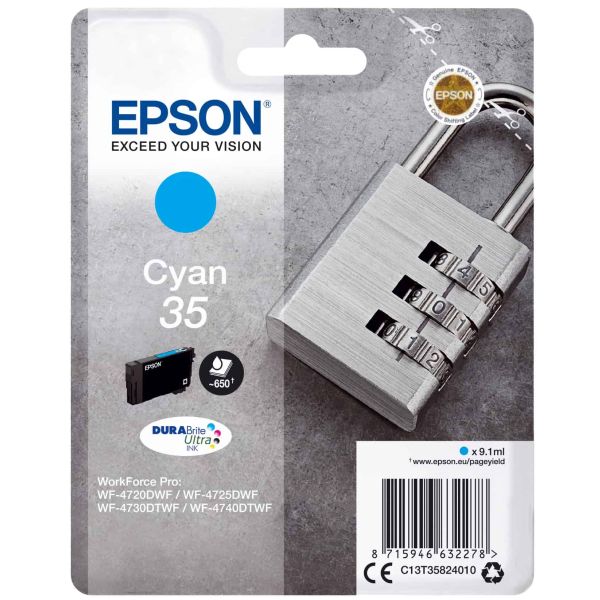 Epson Padlock Singlepack Cyan 35 DURABrite Ultra Ink (C13T35824020)