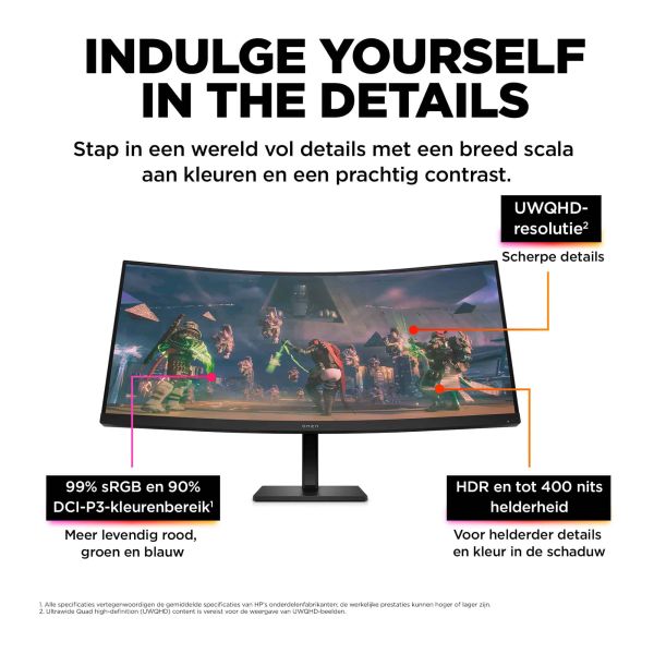 OMEN by HP 34 inch WQHD 165 Hz Curved gaming monitor - OMEN 34c (780K8AA) OMEN by HP 34 inch WQHD 165 Hz Curved gaming monitor - OMEN 34c (780K8AA)