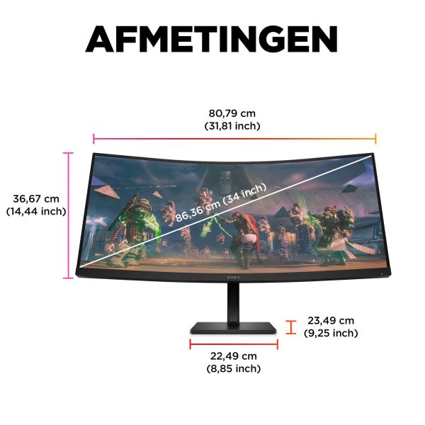 OMEN by HP 34 inch WQHD 165 Hz Curved gaming monitor - OMEN 34c (780K8AA) OMEN by HP 34 inch WQHD 165 Hz Curved gaming monitor - OMEN 34c (780K8AA)