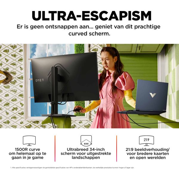 OMEN by HP 34 inch WQHD 165 Hz Curved gaming monitor - OMEN 34c (780K8AA) OMEN by HP 34 inch WQHD 165 Hz Curved gaming monitor - OMEN 34c (780K8AA)