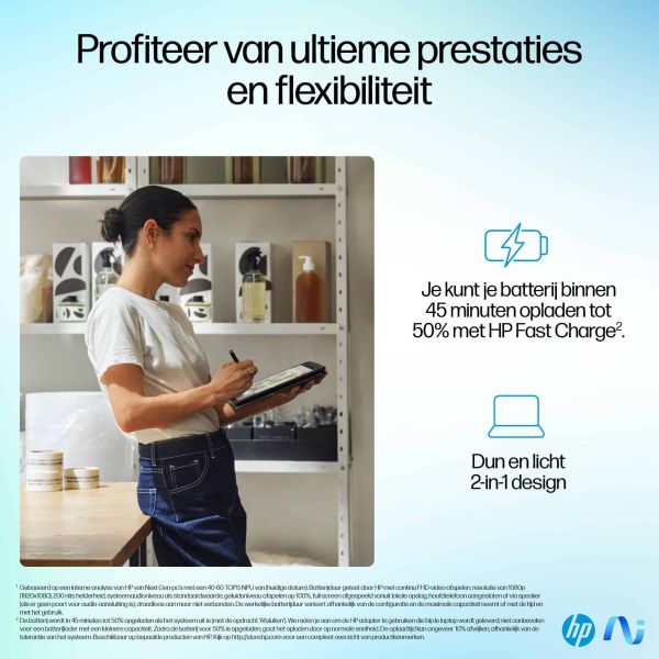 HP OmniBook Ultra Flip 14-fh0090nd Copilot+ PC Intel Core Ultra 9 288V Hybride (2-in-1) 35,6 cm (14") Touchscreen 3K 32 GB LPDDR5x-SDRAM 1 TB SSD Wi-Fi 7 (802.11be) Windows 11 Home Grijs (B2CP9EA#ABH)