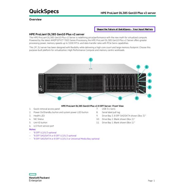 HPE DL385 G10+v2 12LFF CTO Svr (P38410-B21)