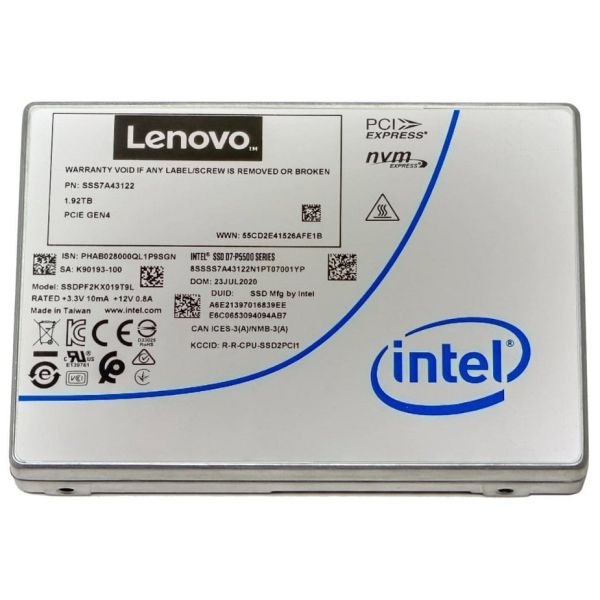Lenovo 4XB7A17145 internal solid state drive 1,92 TB U.2 PCI Express 4.0 NVMe TLC 3D NAND (4XB7A17145)