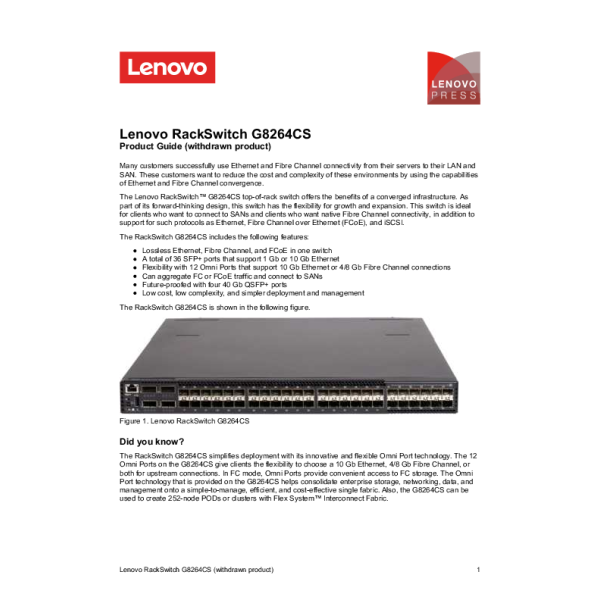 Lenovo DB620S 24x 16Gb SWL SFPs 1Yr F (6415J1A)