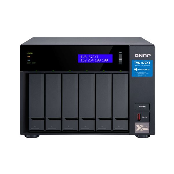 QNAP TVS-672XT NAS Tower Intel® Core™ i3 8 GB DDR4 0 TB QNAP QTS Zwart (TVS-672XT-I3-8G)