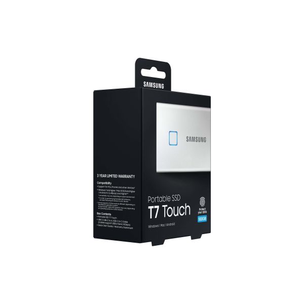Samsung MU-PC500S, T7 Touch, 500 GB, USB Type-C, 3.2 Gen 2 (3.1 Gen 2), 1050 MB/s, Wachtwoordbeveiliging, Zilver (MU-PC500S/WW)