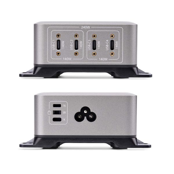 StarTech.com 4-Port Multi-Device USB-C Oplader, Totaal 240W, Single Port 140W EPR, PD 3.1, Poorten met Schroefvergrendeling, Ideaal voor Vergaderzalen, Incl Montagebeugel (424DEU-USB-C-CHARGER) StarTech.com 4-Port Multi-Device USB-C Oplader, Totaal 240W, Single Port 140W EPR, PD 3.1, Poorten met Schroefvergrendeling, Ideaal voor Vergaderzalen, Incl Montagebeugel (424DEU-USB-C-CHARGER)