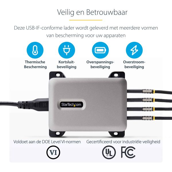 StarTech.com 4-Port Multi-Device USB-C Oplader, Totaal 240W, Single Port 140W EPR, PD 3.1, Poorten met Schroefvergrendeling, Ideaal voor Vergaderzalen, Incl Montagebeugel (424DEU-USB-C-CHARGER) StarTech.com 4-Port Multi-Device USB-C Oplader, Totaal 240W, Single Port 140W EPR, PD 3.1, Poorten met Schroefvergrendeling, Ideaal voor Vergaderzalen, Incl Montagebeugel (424DEU-USB-C-CHARGER)