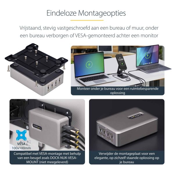 StarTech.com 4-Port Multi-Device USB-C Oplader, Totaal 240W, Single Port 140W EPR, PD 3.1, Poorten met Schroefvergrendeling, Ideaal voor Vergaderzalen, Incl Montagebeugel (424DEU-USB-C-CHARGER) StarTech.com 4-Port Multi-Device USB-C Oplader, Totaal 240W, Single Port 140W EPR, PD 3.1, Poorten met Schroefvergrendeling, Ideaal voor Vergaderzalen, Incl Montagebeugel (424DEU-USB-C-CHARGER)