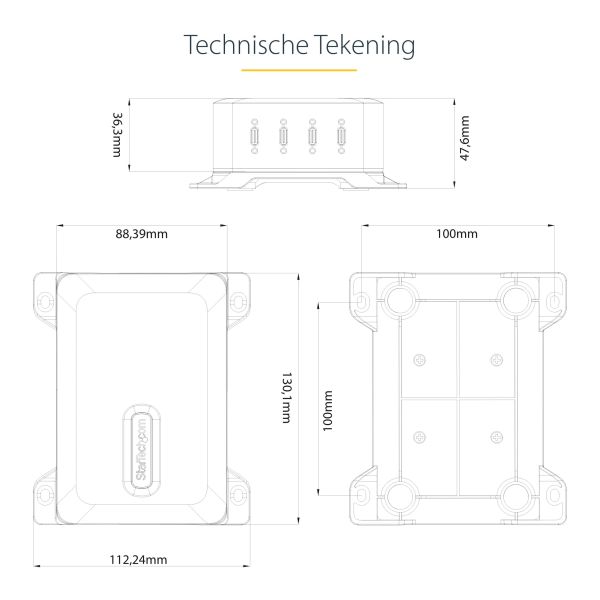 StarTech.com 4-Port Multi-Device USB-C Oplader, Totaal 240W, Single Port 140W EPR, PD 3.1, Poorten met Schroefvergrendeling, Ideaal voor Vergaderzalen, Incl Montagebeugel (424DEU-USB-C-CHARGER)