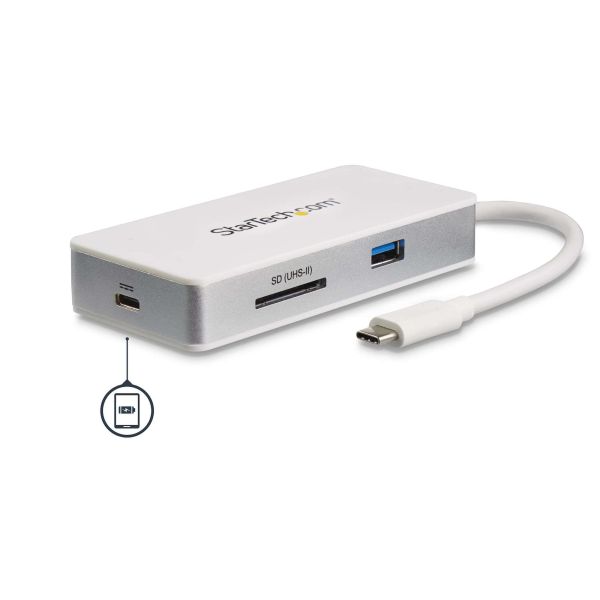 StarTech.com USB-C 4-in1 multiport adapter - SD (UHS-II) kaartlezer - 100W Power Delivery - 4K HDMI - GbE - 1x USB 3.0 (DKT3CHSD4GPD)