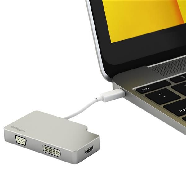 StarTech.com Aluminium A/V reisadapter: 3-in-1 Mini DisplayPort naar VGA, DVI of HDMI 4K (MDPVGDVHD4K)