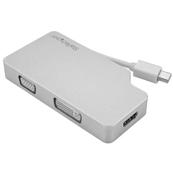 StarTech.com Aluminium A/V reisadapter: 3-in-1 Mini DisplayPort naar VGA, DVI of HDMI 4K (MDPVGDVHD4K)