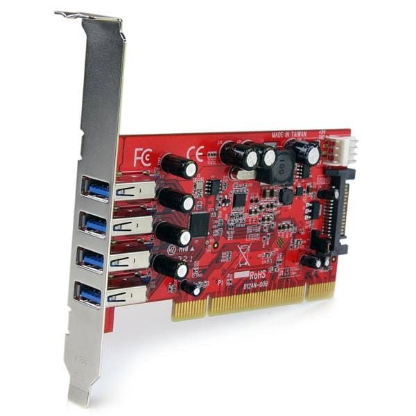 StarTech.com 4 Port PCI SuperSpeed USB 3.0 Adapterkaart met SATA/SP4 Voeding - Quad Port PCI USB 3 Controller Kaart - 5Gbps (PCIUSB3S4) StarTech.com 4 Port PCI SuperSpeed USB 3.0 Adapterkaart met SATA/SP4 Voeding - Quad Port PCI USB 3 Controller Kaart - 5Gbps (PCIUSB3S4)