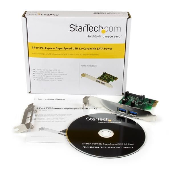 StarTech.com 2-poorts PCI Express (PCIe) SuperSpeed USB 3.0-kaartadapter met UASP SATA-voeding (PEXUSB3S24)
