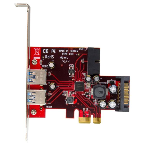 StarTech.com 4-poorts PCI Express USB 3.0 kaart 2 extern, 2 intern SATA-voeding (PEXUSB3S2EI)