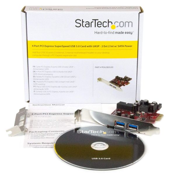 StarTech.com 4-poorts PCI Express USB 3.0 kaart 2 extern, 2 intern SATA-voeding (PEXUSB3S2EI)