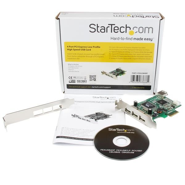StarTech.com 4-poort PCI Express Low Profile High Speed USB-kaart (PEXUSB4DP)