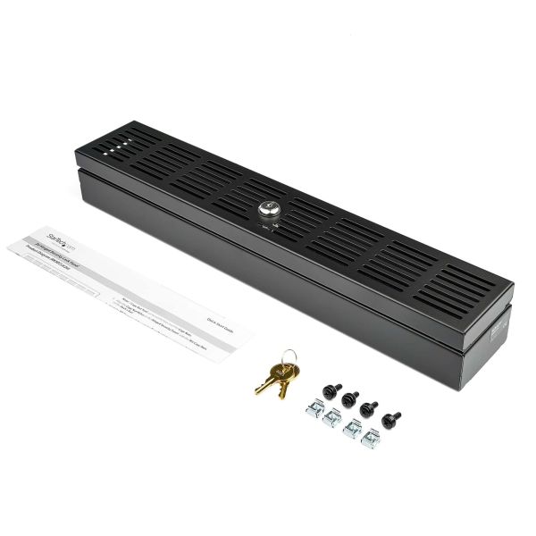 StarTech.com 2U Rack Veiligheidspaneel, Uitklapbaar/Vergrendelbaar Rack Cover voor Fysieke Beveiliging/Toegangscontrole van 19" Server Rack & Netwerk Cabinet, Voorgemonteerd (RKSECLK2U)