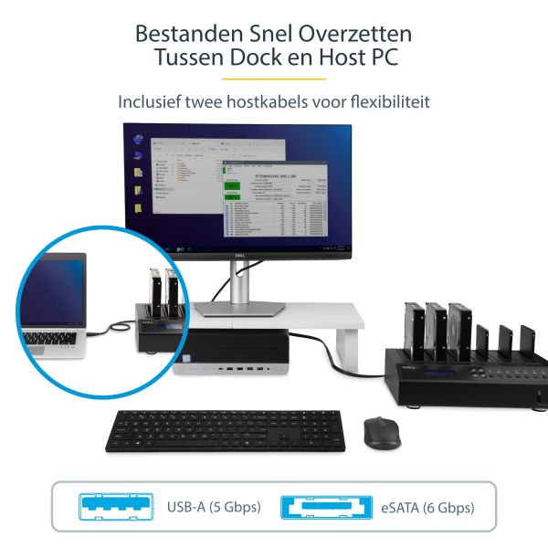 StarTech.com USB 3.0 / eSATA 6-bay harde-schijfduplicatordock 1:5 HDD-/SSD-kloner en -wisser (SATDOCK5U3ER) StarTech.com USB 3.0 / eSATA 6-bay harde-schijfduplicatordock 1:5 HDD-/SSD-kloner en -wisser
