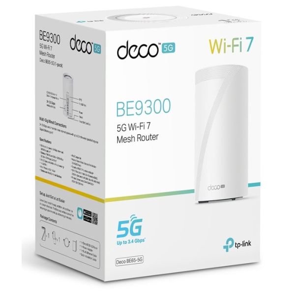 TP-Link DECO BE65-5G(1-PACK) mesh-wifi-systeem Tri-band (2,4 GHz / 5 GHz / 6 GHz) Wi-Fi 7 (802.11be) Wit 3 Extern (DECO BE65-5G(1-PACK))