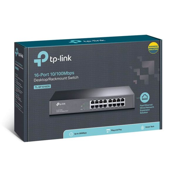 TP-Link TL-SF1016DS netwerk-switch Unmanaged Fast Ethernet (10/100) 1U Zwart (SF1016DS)