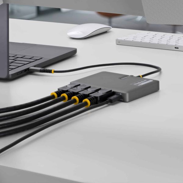 StarTech.com QUAD-USB-DP-ADAPT laptop dock & poortreplicator Bedraad USB 3.2 Gen 1 (3.1 Gen 1) Type-C Grijs (QUAD-USB-DP-ADAPT)