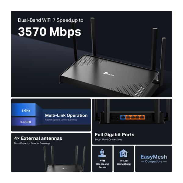 TP-Link Archer BE220 Router WiFi 7 BE3600 (ARCHER BE220)