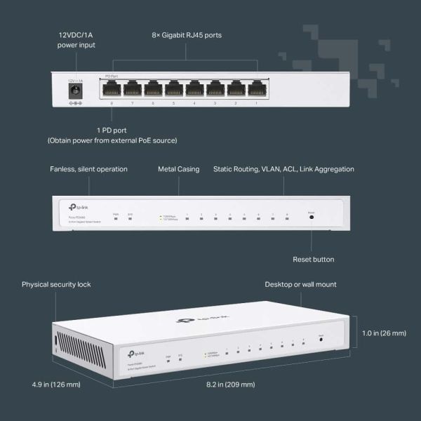 TP-Link Festa FS308G Managed L2/L2+ Gigabit Ethernet (10/100/1000) Power over Ethernet (PoE) Wit (FESTA FS308G)
