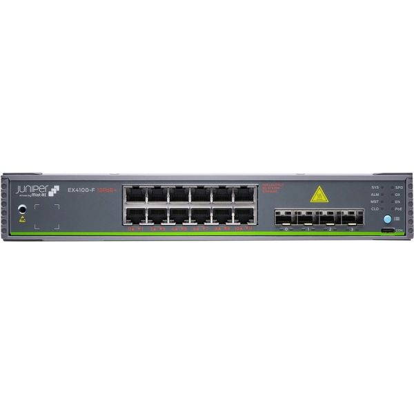 Juniper EX4100-F 24-Port 10/100/1000BaseT PoE+, 4x 10G SFP+ Uplink ports, 4x 10G SFP+ Stacking ports (optics sold separately) wi (EX4100-F-24P)