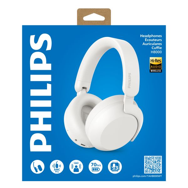Philips TAH8000E Headset Draadloos Hoofdband Oproepen/muziek USB Type-C Bluetooth Wit (TAH8000EWT/00) Philips TAH8000E Headset Draadloos Hoofdband Oproepen/muziek USB Type-C Bluetooth Wit (TAH8000EWT/00)