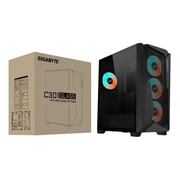 GIGABYTE C301 GLASS Midi Tower Zwart (GB-C301G-TYPE-C-V2)